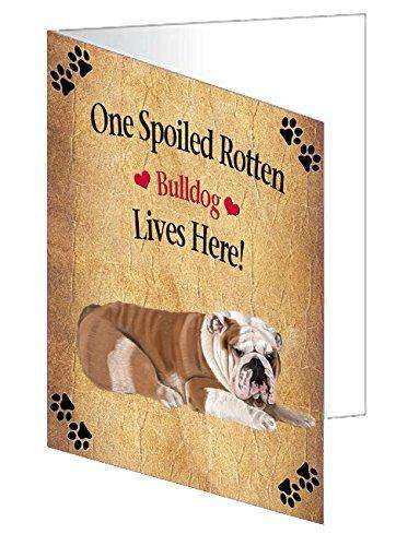 Bulldog Spoiled Rotten Dog Handmade Artwork Assorted Pets Greeting Cards and Note Cards with Envelopes for All Occasions and Holiday Seasons