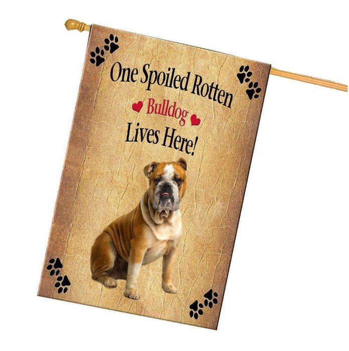 Bulldog Spoiled Rotten Dog House Flag