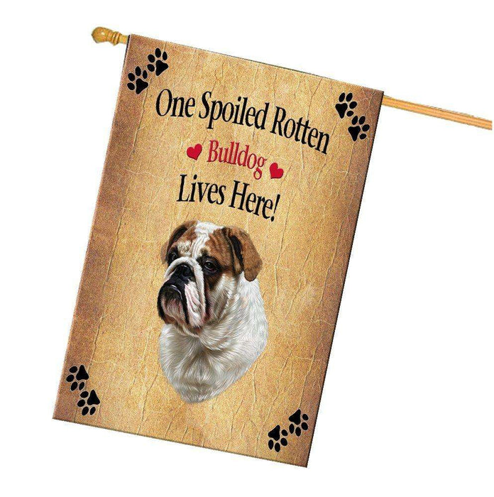 Bulldog Spoiled Rotten Dog House Flag