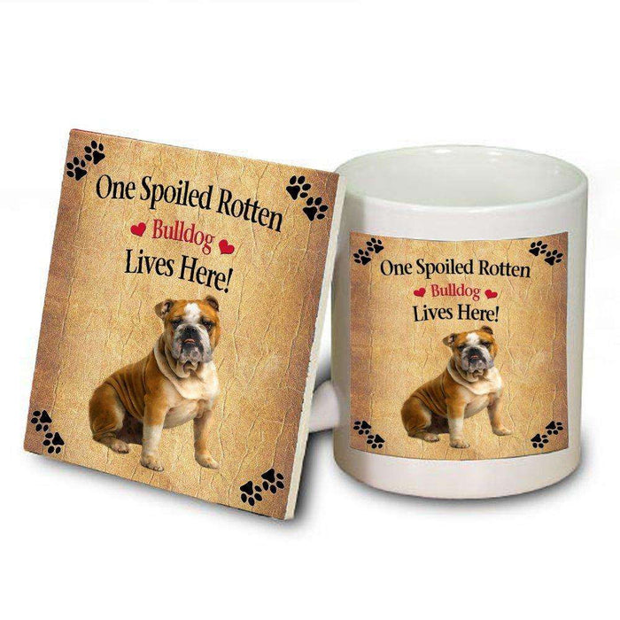 Bulldog Spoiled Rotten Dog Mug and Coaster Set