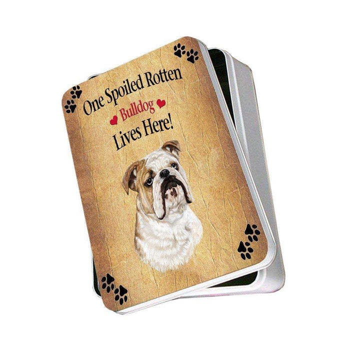 Bulldog Spoiled Rotten Dog Photo Storage Tin