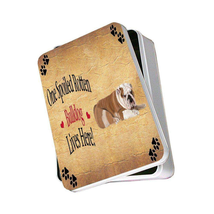 Bulldog Spoiled Rotten Dog Photo Storage Tin