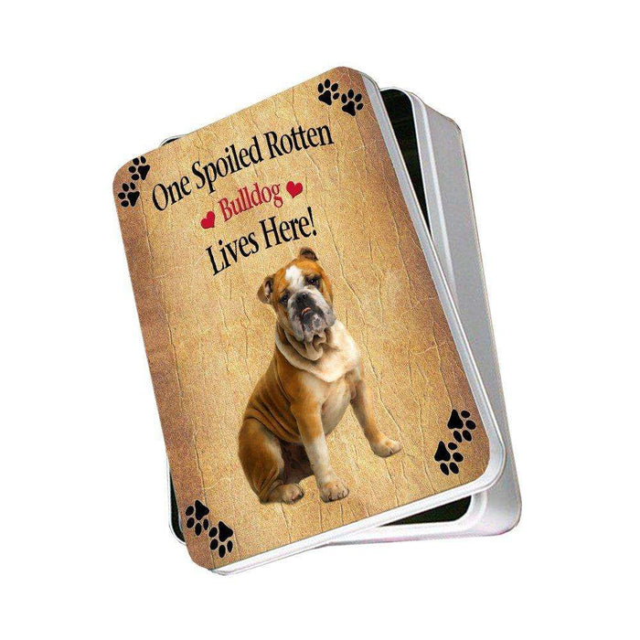 Bulldog Spoiled Rotten Dog Photo Storage Tin