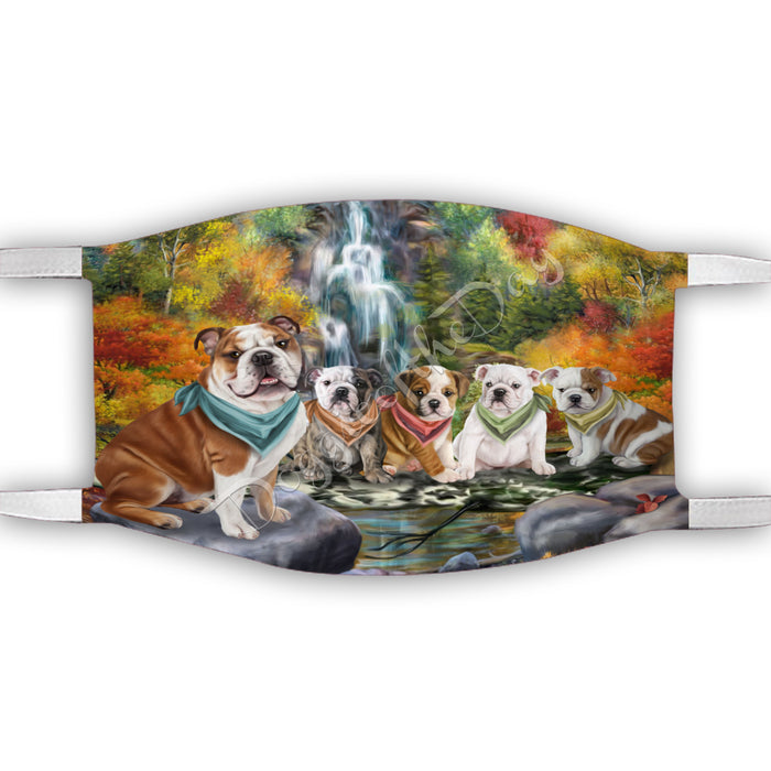 Scenic Waterfall Bulldog Dogs Face Mask FM49285