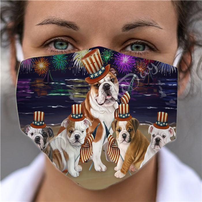 4th of July Independence Day Bullmastiff Dogs Face Mask FM49390