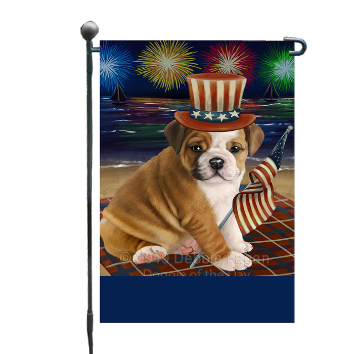 Personalized 4th of July Firework Bulldog Custom Garden Flags GFLG-DOTD-A57835