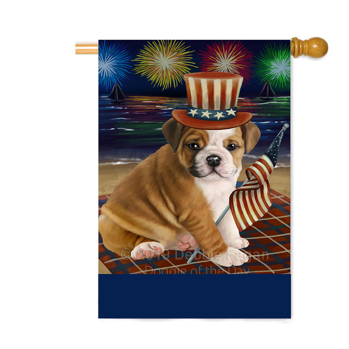Personalized 4th of July Firework Bulldog Custom House Flag FLG-DOTD-A57891