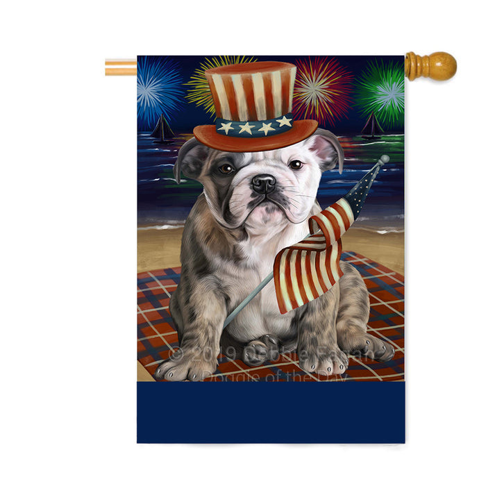 Personalized 4th of July Firework Bulldog Custom House Flag FLG-DOTD-A57892