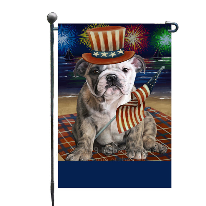 Personalized 4th of July Firework Bulldog Custom Garden Flags GFLG-DOTD-A57836