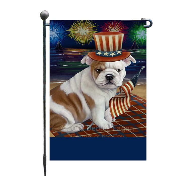 Personalized 4th of July Firework Bulldog Custom Garden Flags GFLG-DOTD-A57837