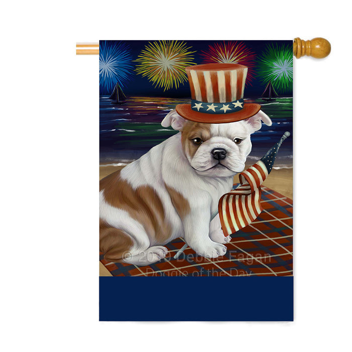 Personalized 4th of July Firework Bulldog Custom House Flag FLG-DOTD-A57893
