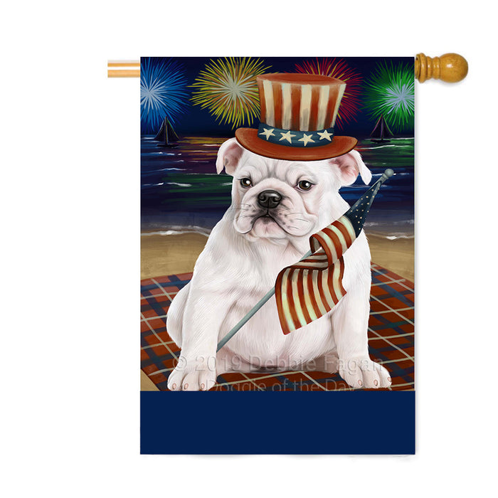 Personalized 4th of July Firework Bulldog Custom House Flag FLG-DOTD-A57894