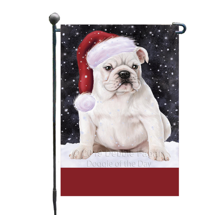 Personalized Let It Snow Happy Holidays Bulldog Custom Garden Flags GFLG-DOTD-A62292