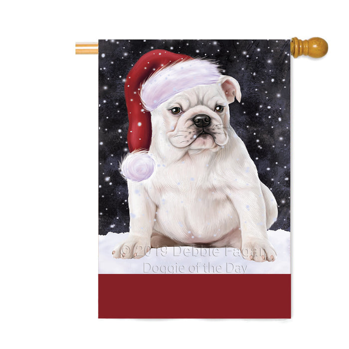 Personalized Let It Snow Happy Holidays Bulldog Custom House Flag FLG-DOTD-A62348