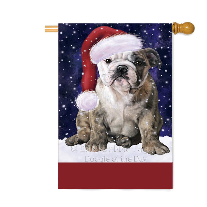 Personalized Let It Snow Happy Holidays Bulldog Custom House Flag FLG-DOTD-A62349