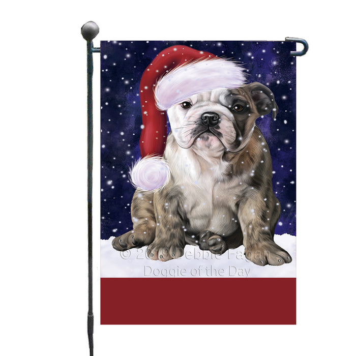 Personalized Let It Snow Happy Holidays Bulldog Custom Garden Flags GFLG-DOTD-A62293