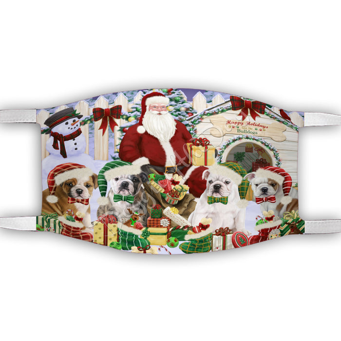 Happy Holidays Christmas Bulldogs House Gathering Face Mask FM48232