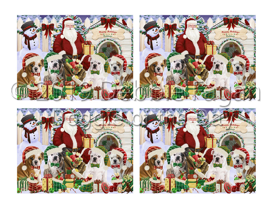 Happy Holidays Christmas Bulldog Dogs House Gathering Placemat