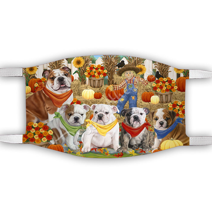 Fall Festive Harvest Time Gathering  Bulldog Dogs Face Mask FM48521
