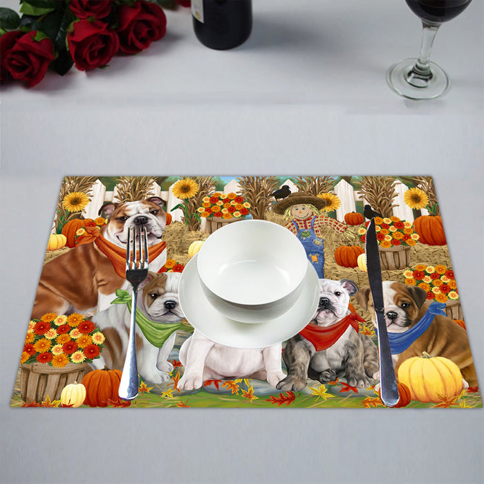Fall Festive Harvest Time Gathering Bulldog Dogs Placemat