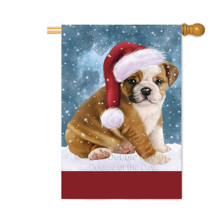 Personalized Let It Snow Happy Holidays Bulldog Custom House Flag FLG-DOTD-A62350