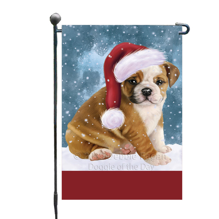 Personalized Let It Snow Happy Holidays Bulldog Custom Garden Flags GFLG-DOTD-A62294