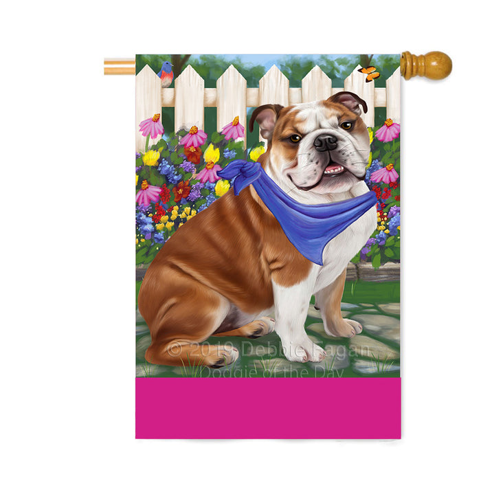 Personalized Spring Floral Bulldog Custom House Flag FLG-DOTD-A62846