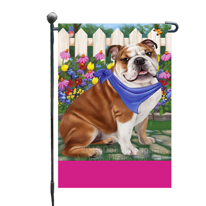 Personalized Spring Floral Bulldog Custom Garden Flags GFLG-DOTD-A62790