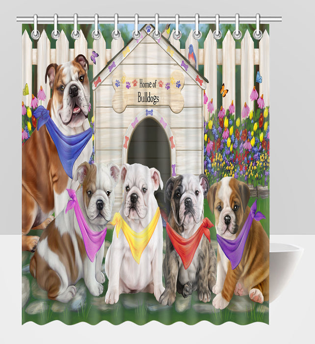Spring Dog House Bulldogs Shower Curtain