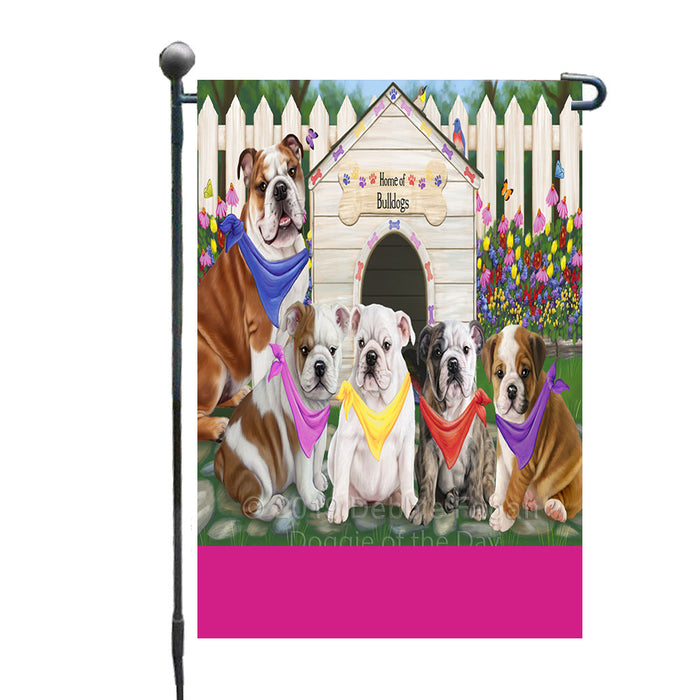 Personalized Spring Dog House Bulldogs Custom Garden Flags GFLG-DOTD-A62791