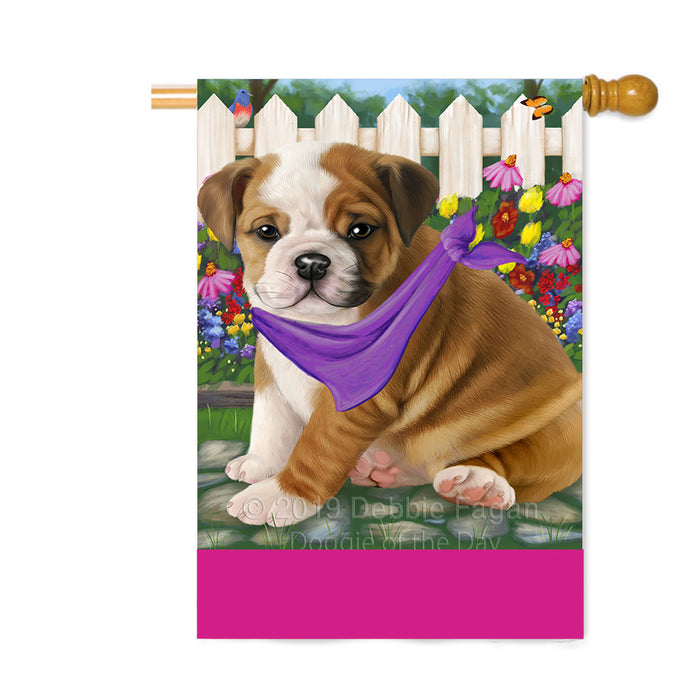 Personalized Spring Floral Bulldog Custom House Flag FLG-DOTD-A62848