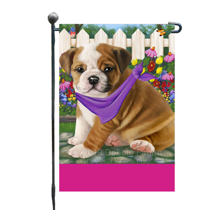 Personalized Spring Floral Bulldog Custom Garden Flags GFLG-DOTD-A62792