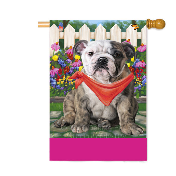 Personalized Spring Floral Bulldog Custom House Flag FLG-DOTD-A62849