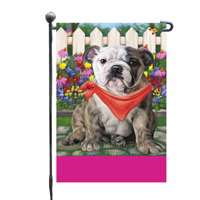 Personalized Spring Floral Bulldog Custom Garden Flags GFLG-DOTD-A62793