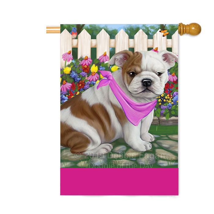 Personalized Spring Floral Bulldog Custom House Flag FLG-DOTD-A62850