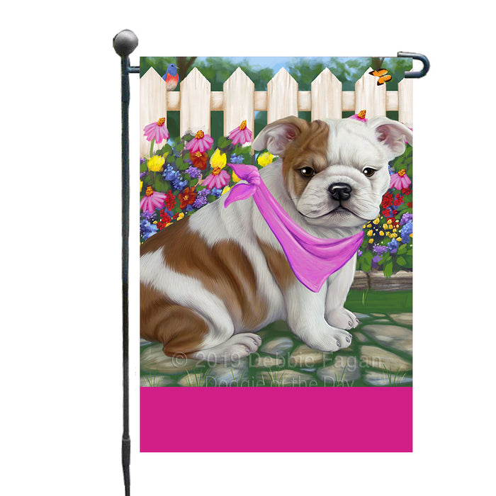 Personalized Spring Floral Bulldog Custom Garden Flags GFLG-DOTD-A62794