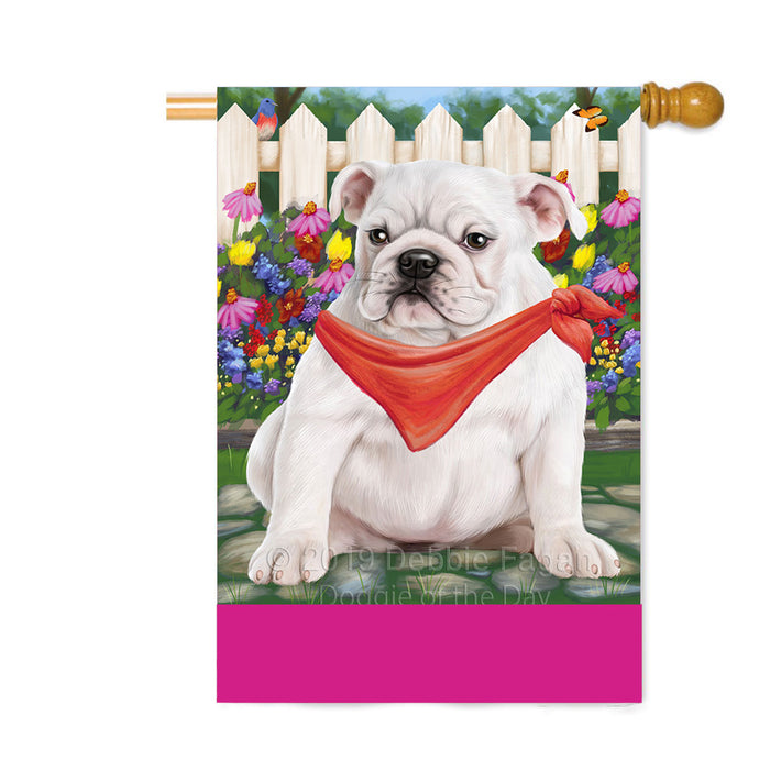 Personalized Spring Floral Bulldog Custom House Flag FLG-DOTD-A62851