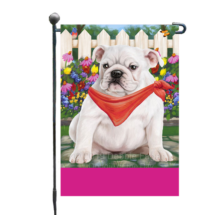 Personalized Spring Floral Bulldog Custom Garden Flags GFLG-DOTD-A62795