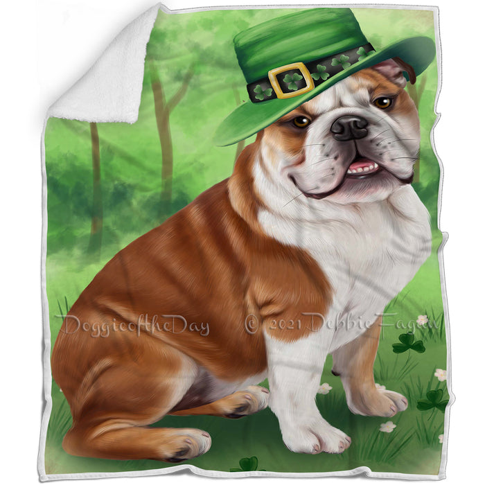 St. Patricks Day Irish Portrait Bulldog Blanket BLNKT54345