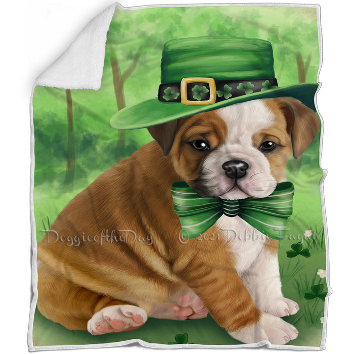 St. Patricks Day Irish Portrait Bulldog Blanket BLNKT54363