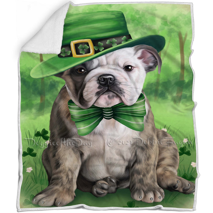 St. Patricks Day Irish Portrait Bulldog Blanket BLNKT54372