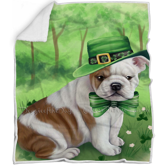 St. Patricks Day Irish Portrait Bulldog Blanket BLNKT54381