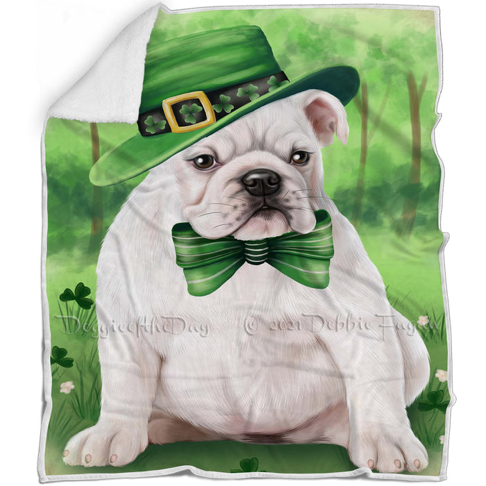 St. Patricks Day Irish Portrait Bulldog Blanket BLNKT54390