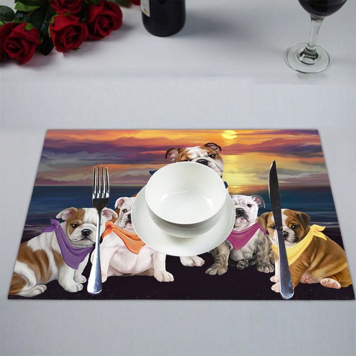 Family Sunset Portrait Bulldog Dogs Placemat