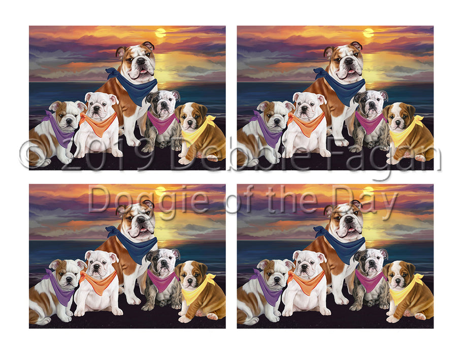 Family Sunset Portrait Bulldog Dogs Placemat