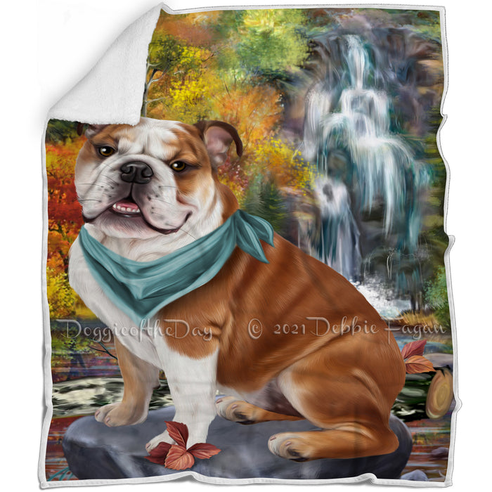 Scenic Waterfall Bulldog Blanket BLNKT67512