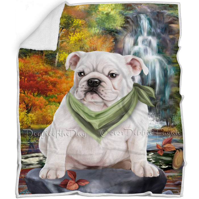Scenic Waterfall Bulldog Blanket BLNKT67557