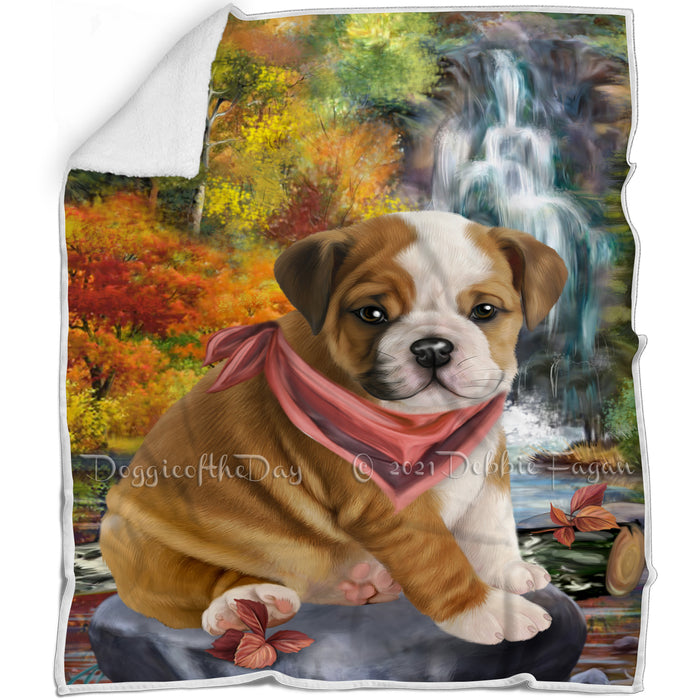 Scenic Waterfall Bulldog Blanket BLNKT67521