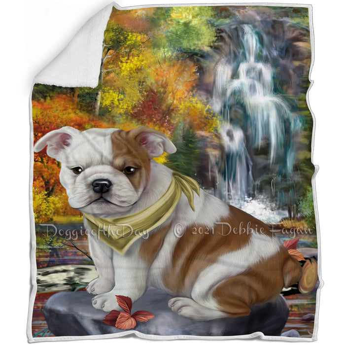 Scenic Waterfall Bulldog Blanket BLNKT67530