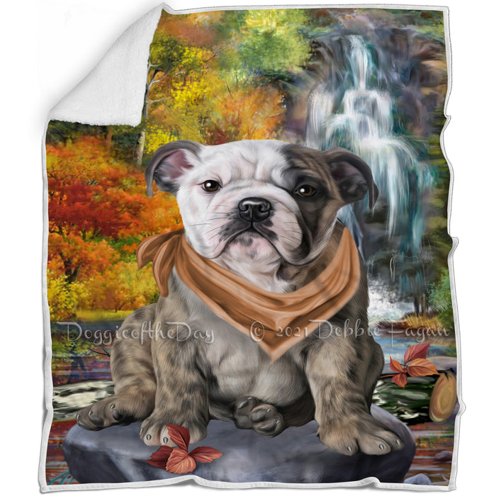 Scenic Waterfall Bulldog Blanket BLNKT67548